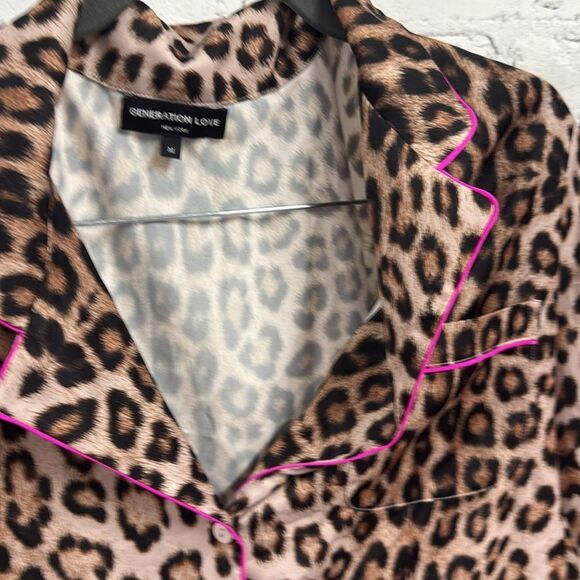 Generation Love Brown and Pink Leopard PJ Set - Size Medium - Never Worn - Picture 2 of 4